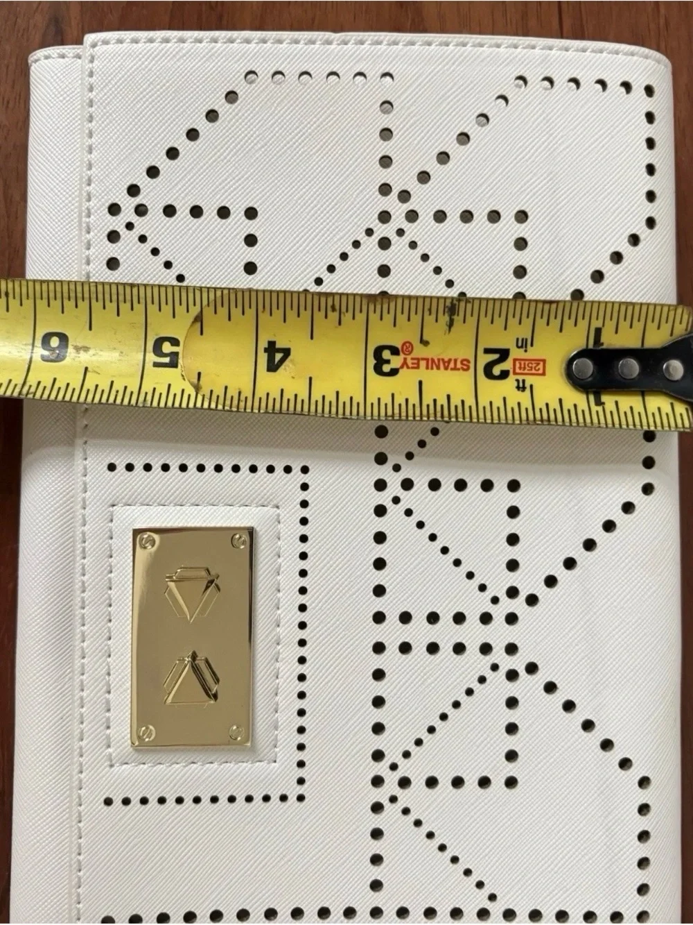 Danielle Nicole White Clutch Purse Geometric Gold Pattern Wedding Evening Party